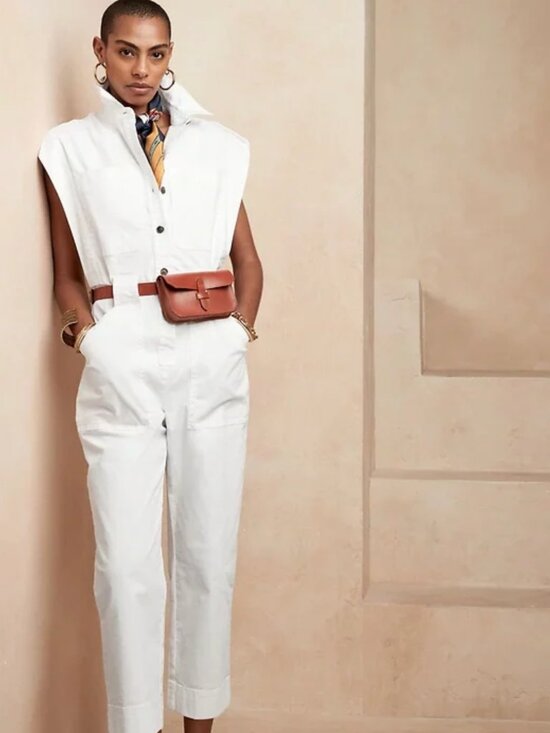 Banana Republic Pants - BANANA REPUBLIC Utility Jumpsuit in White Linen-Blend XS